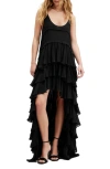 Allsaints Cavarly Tiered Ruffle Maxi Dress In Black