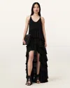 Allsaints Cavarly Tiered Ruffle Maxi Dress In Black