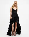 Allsaints Cavarly Tiered Ruffle Maxi Dress In Black