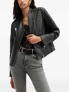 Allsaints Cawley Funnel Neck Leather Biker Jacket In Black