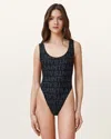 Allsaints Cay Swimsuits Womens Black Underground Artwork One-piece Red176 In Slate Black