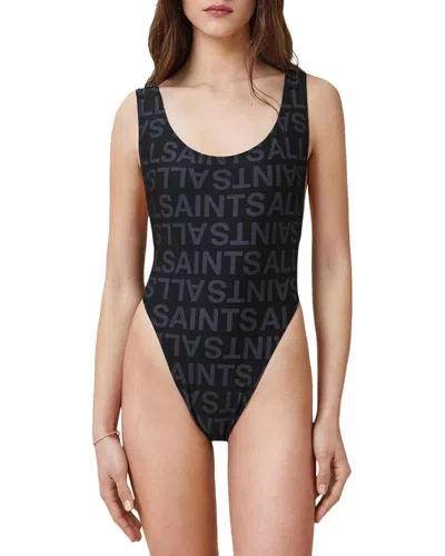 ALLSAINTS ALLSAINTS CAY SWIMSUITS WOMENS BLACK UNDERGROUND ARTWORK ONE-PIECE RED167