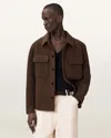 Allsaints Mens Cider Brown Cayson Logo-embroidered Wool-blend Jacket Xl