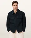 Allsaints Mens Agate Blue Cayson Logo-embroidered Wool-blend Jacket Xl In Black
