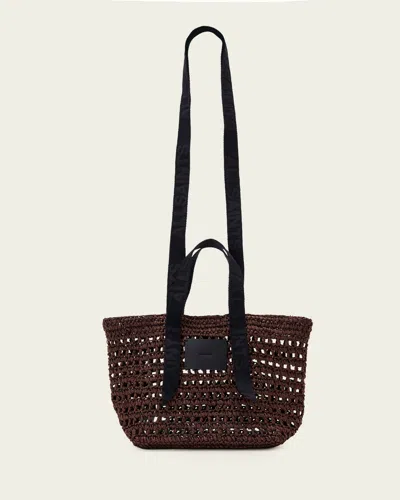 Allsaints Celayne Crochet Woven Mesh Bag In Brown