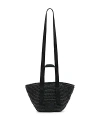 Allsaints Womens Black Celayne Logo-debossed Mini Straw Tote In Black