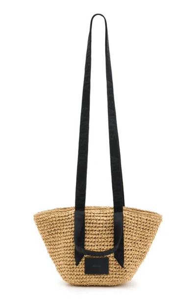 Allsaints Womens Almond Celayne Logo-debossed Mini Straw Tot