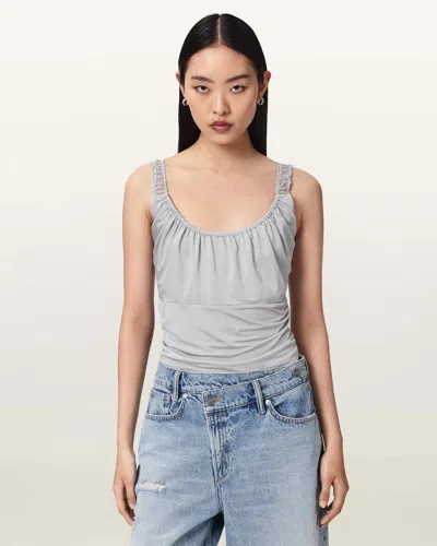 Allsaints Celena Slim Fit Scoop Neck Top In Blue