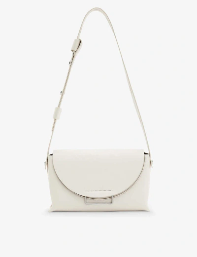 Allsaints Womens Desert White Celeste Magnetic-closure Leather Crossbody Bag