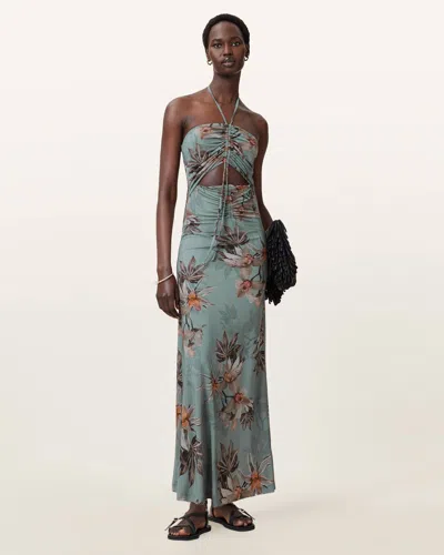 Allsaints Celia Halterneck Floral Maxi Dress