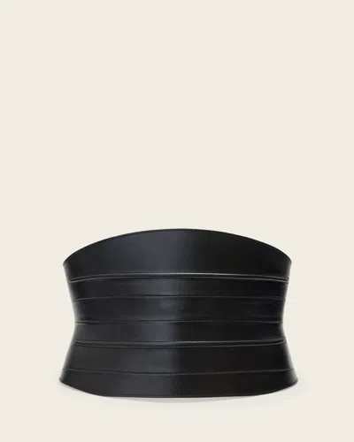 Allsaints Ceri Wide Leather Belt In Black