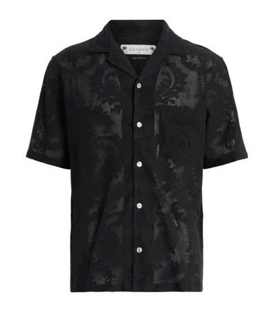 Allsaints Cerrito Crochet Lace Relaxed Fit Shirt In Black