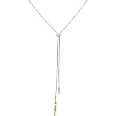 Allsaints Chain & Faux Pearl Y-necklace In Gray