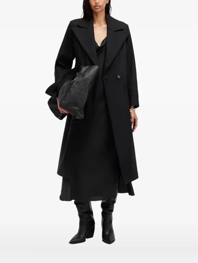 Allsaints Paulah Wool Blend Double Breasted Coat In Black