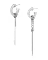 Allsaints Mismatched Chain Drop Huggie Hoop Earrings In Silver
