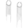Allsaints Chain Fringe Hoop Earrings In Silver