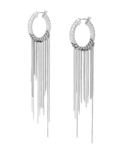 Allsaints Chain Fringe Hoop Earrings In Metallic