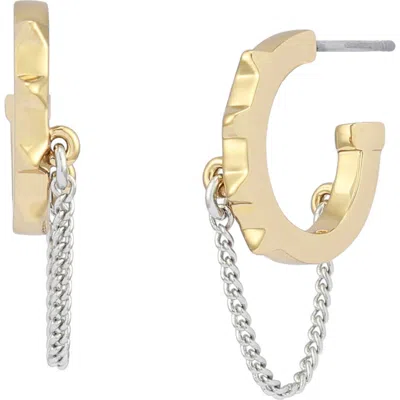 Allsaints Chain Swag Huggie Hoop Earrings In Transparent