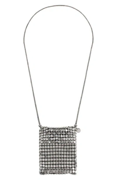 Allsaints Chainmail Bag Long Pendant Necklace In Silver