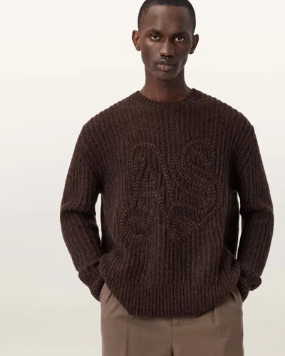 Allsaints Chainy Embroidered Sweater In Brown