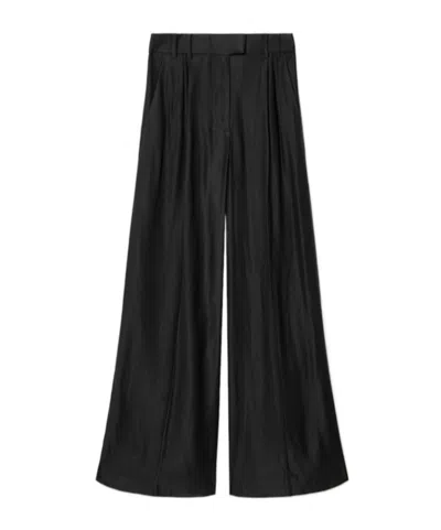Allsaints Charley Relaxed Fit Linen Blend Pants In Black