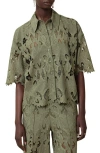 Allsaints Charli Embroidered Button-up Shirt In Green
