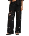 Allsaints Charli Embroidered Straight Fit Pants In Black