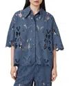 Allsaints Charli Embroidered Shirt In Dusty Blue