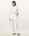 Allsaints Charli Embroidered Straight Fit Pants In Snow White