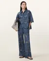 Allsaints Charli Embroidered Straight Fit Trousers In Dusty Blue