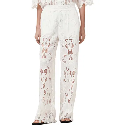 Allsaints Charli Embroidered Straight Fit Pants In Snow White