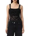 Allsaints Charli Semisheer Flocked Bodysuit In Black