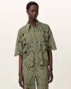 Allsaints Charli Embroidered Button-up Shirt In Green