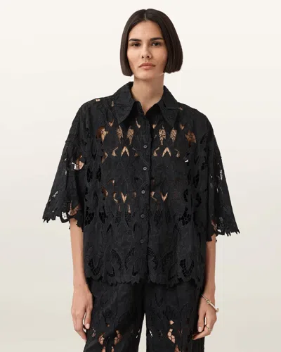 ALLSAINTS CHARLI RELAXED FIT EMBROIDERED SHIRT