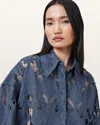 Allsaints Charli Relaxed Fit Embroidered Shirt In Dusty Blue