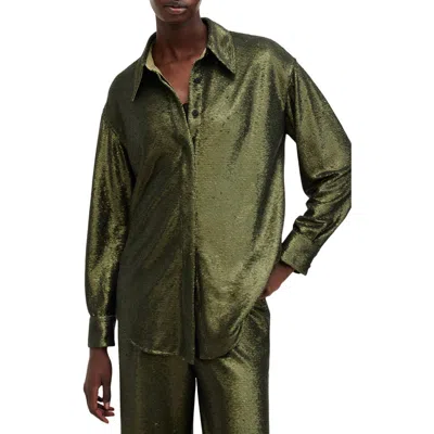 ALLSAINTS ALLSAINTS CHARLI SEQUIN RELAXED FIT BUTTON-UP SHIRT