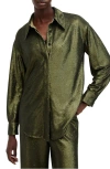 Allsaints Charli Sequin Relaxed Fit Button-up Shirt In Olive Green