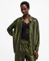 Allsaints Charli Sequin Relaxed Fit Button-up Shirt In Olive Green