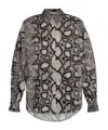 Allsaints Charli Snakeskin Print Button-up Shirt In Gray