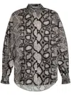 Allsaints Charli Snakeskin Print Button-up Shirt In Grey