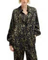 Allsaints Charli Silk Blend Animal Print Shirt In Jinx Golden Brown
