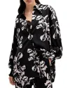 Allsaints Charli Floral Satin Button-up Shirt In Black