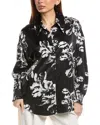 Allsaints Charli Floral Satin Button-up Shirt In Black