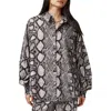 Allsaints Charli Snakeskin Print Button-up Shirt In Flow Ecru White