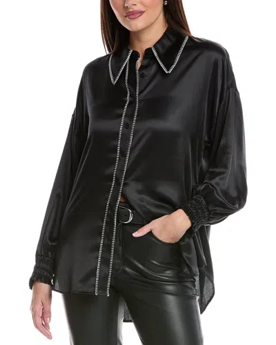Allsaints Charli Stitch Silk-blend Shirt In Black