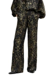 Allsaints Charli Silk Blend Wide Leg Pants In Jinx Golden Brown