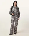 Allsaints Womens Flow Ecru Whit Charli Snake-print Straight-leg Mid-rise Woven Trousers In Flow Ecru White