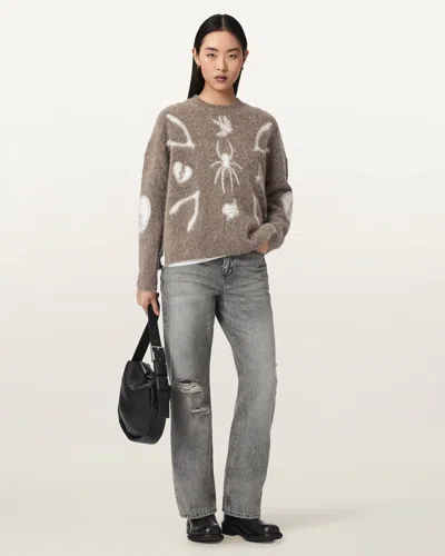Allsaints Charm Alpaca-blend Sweater In Brown