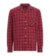 Allsaints Mens Claret Red Felix Resort-collar Checked Cotton Shirt Xs In Red