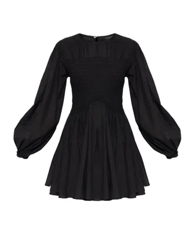 Allsaints Chia Smocked Mini Dress In Black